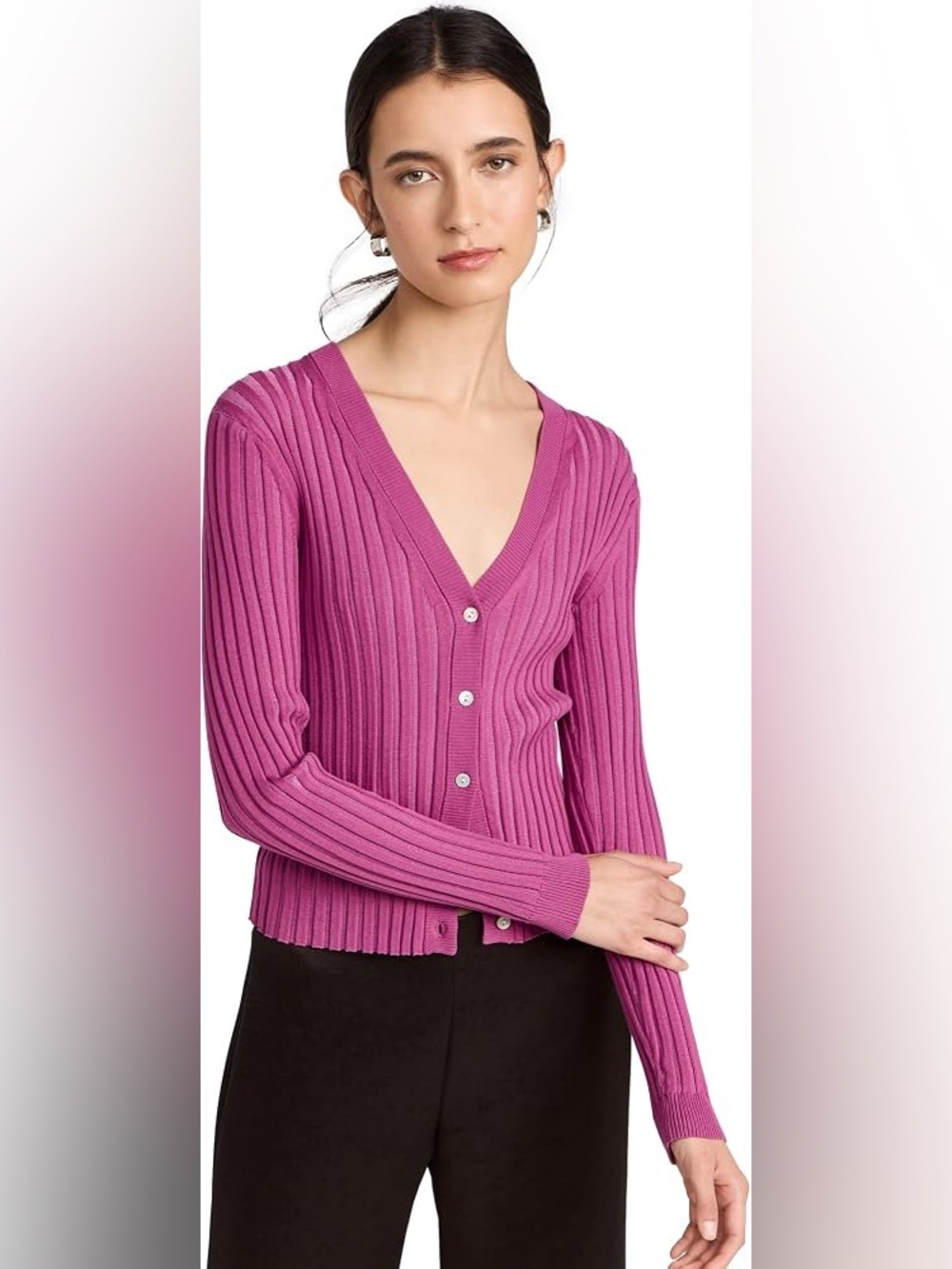 Vince Ribbed V-Neck Cardigan